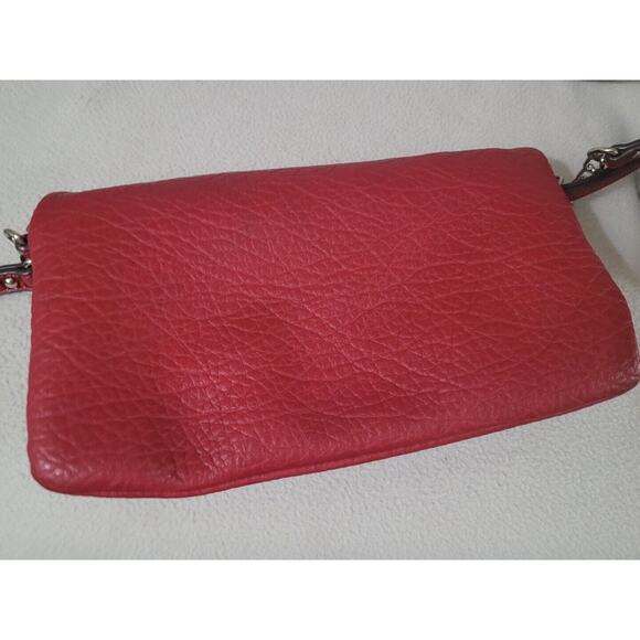 Nine West Deep Red Vegan Leather Crossbody Purse Handbag Flap Chain Strap - Picture 10 of 12